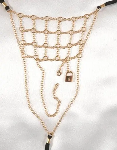 Tarnsman - Men's Gold Chainmail with Lock G-String