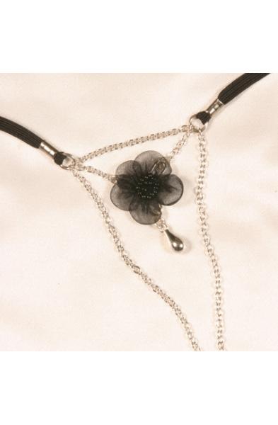 Tawaret - Ladies Pearl and Flower G-String in Silver and Hematite