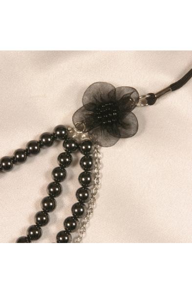 Tawaret - Ladies Pearl and Flower G-String in Silver and Hematite