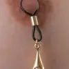 Tefnut - Non-piercing Nipple Rings with Gold Pendant and Crystal Jewel