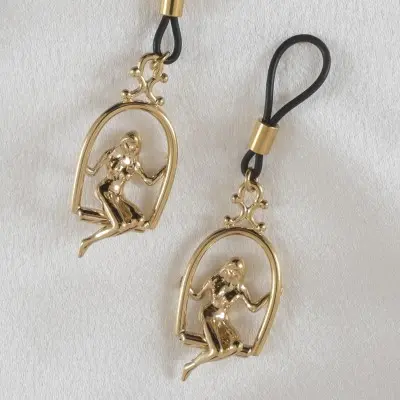 Tender is the Night - Women's Non-Piercing Woman Trapeze Gold Nipple Rings