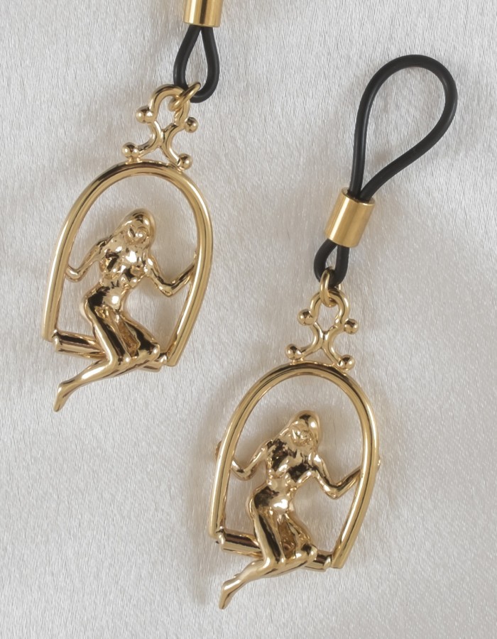 Tender is the Night - Women's Non-Piercing Woman Trapeze Gold Nipple Rings