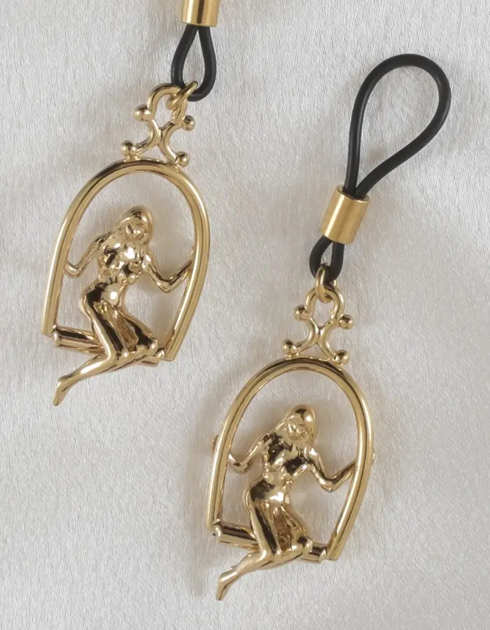 Tender is the Night - Women's Non-Piercing Woman Trapeze Gold Nipple Rings