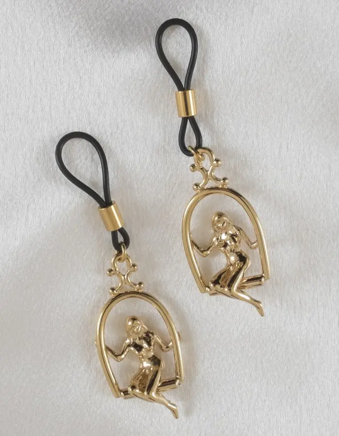 Tender is the Night - Women's Non-Piercing Woman Trapeze Gold Nipple Rings
