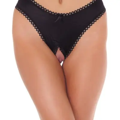 The Gamble - Sexy Satin Crotchless Thong Panty