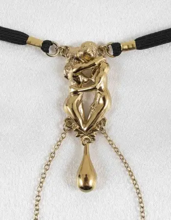 The Kiss - Gold Vagina Jewelry with Nude Lovers Charm