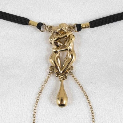 The Kiss - Bijoux de vagin en or avec charme d'amoureux nus