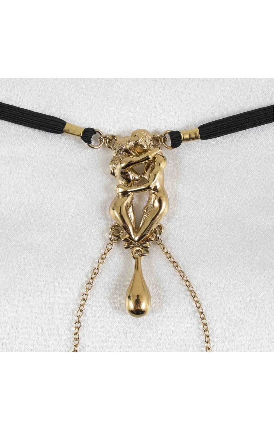 The Kiss - Gold Vagina Jewelry with Nude Lovers Charm - G5VV