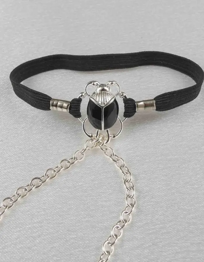 The Sacred Scarab - Sterling Silver Plate Penis Chain Penis Jewelry