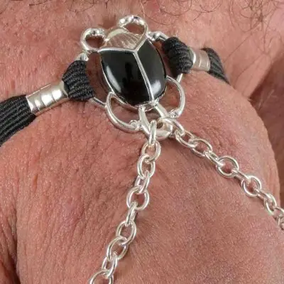 The Sacred Scarab - Sterling Silver Plate Penis Chain Penis Jewelry