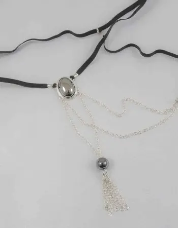 Thor - Men's Hematite G-String with Pendant Tassel in Silver