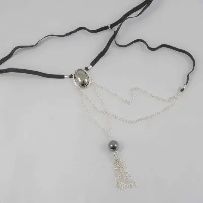 Thor - Men's Hematite G-String with Pendant Tassel in Silver