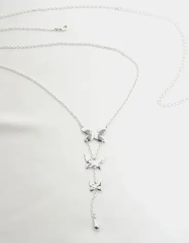 Tiger Swallowtail - Silver Waist Chain With Butterfly Pendants