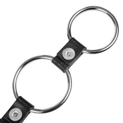 Triple anneau pénien en métal et cuir