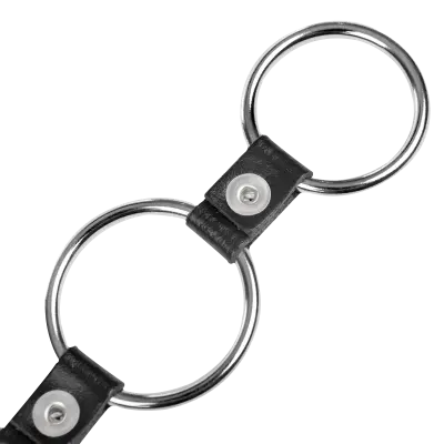 Triple Cock Ring in Metal & Leather – Adjustable 3-Ring Support System