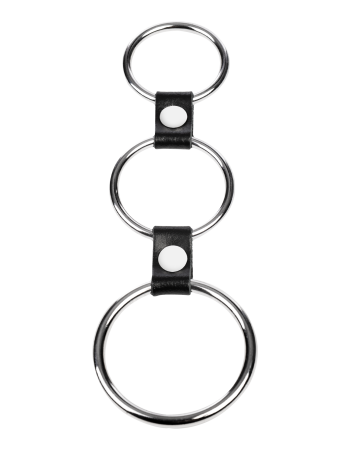 Anneau Triple en Métal & Cuir – Système 3 Anneaux Ajusté