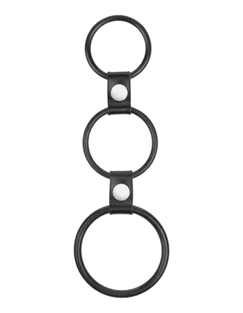 Triple Cock Ring in Rubber and Leather