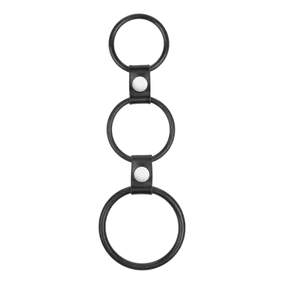 Triple Cock Ring in Rubber and Leather