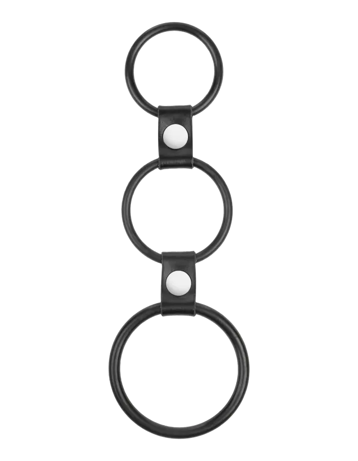 Triple Cock Ring in Rubber and Leather