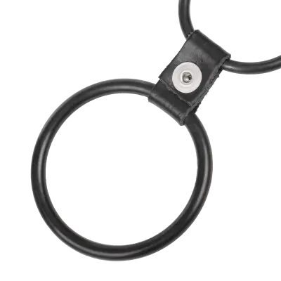 Triple Cock Ring in Rubber and Leather