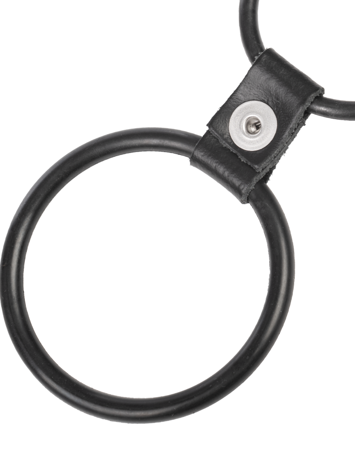 Dreifacher Penisring aus Gummi und Leder