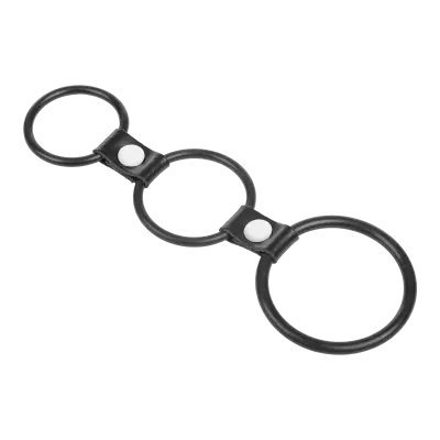 Triple Cock Ring in Rubber and Leather