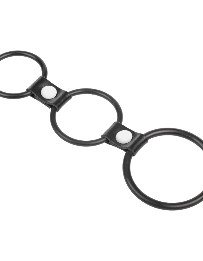 Dreifacher Penisring aus Gummi und Leder