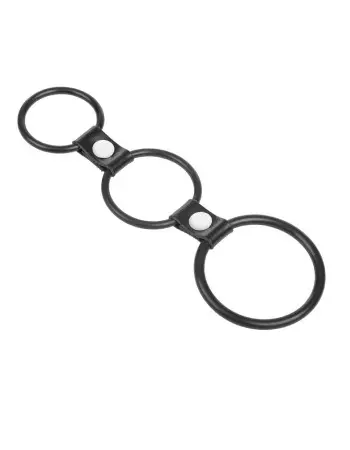 Triple Cock Ring in Rubber and Leather