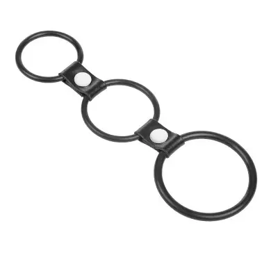 Triple Cock Ring in Rubber and Leather