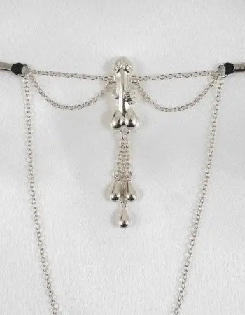 Trouble - Silver Vagina Jewelry with Penis Charm