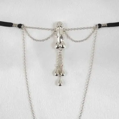 Trouble - Silver Vagina Jewelry with Penis Charm