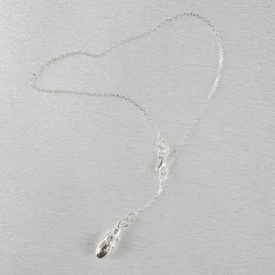 Trouble - Silver Wrist or Ankle Chain with Teardrop Pendant