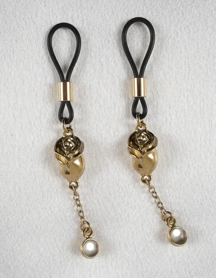 Two Amorous Roses - Gold Nipple Jewelry