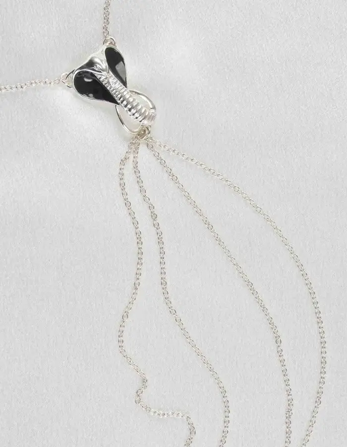 Uto - Silver Breast and Nipple Necklace with Cobra Charm