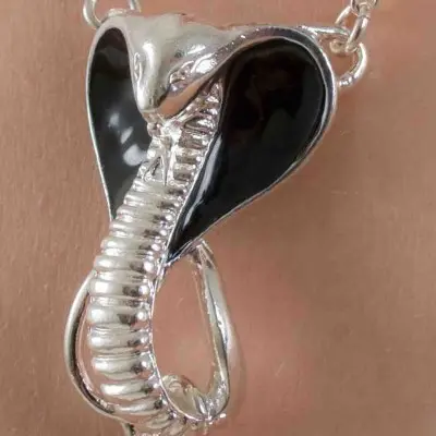 Uto - Silver Breast and Nipple Necklace with Cobra Charm
