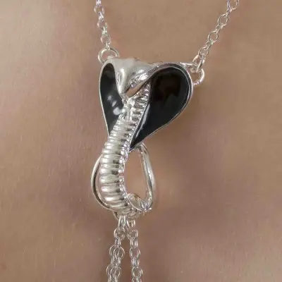 Uto - Silver Breast and Nipple Necklace with Cobra Charm