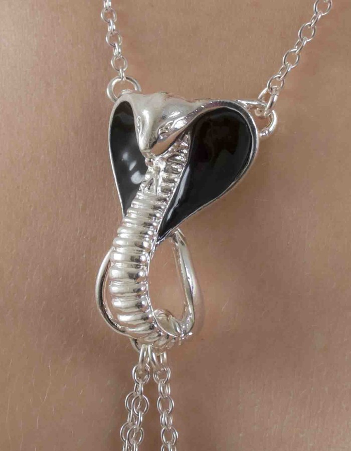 Uto - Silver Breast and Nipple Necklace with Cobra Charm