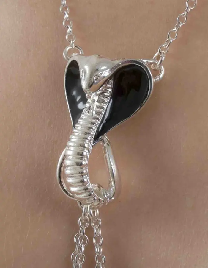 Uto - Silver Breast and Nipple Necklace with Cobra Charm