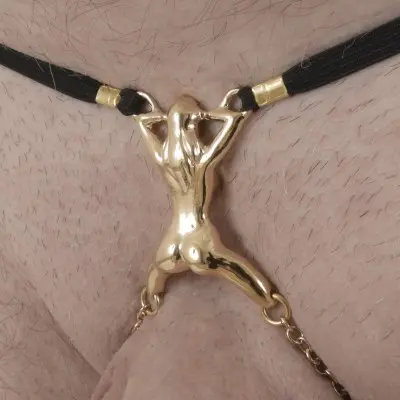 VIP - Men's Lady Luck Waistband & Penis Chain in Gold