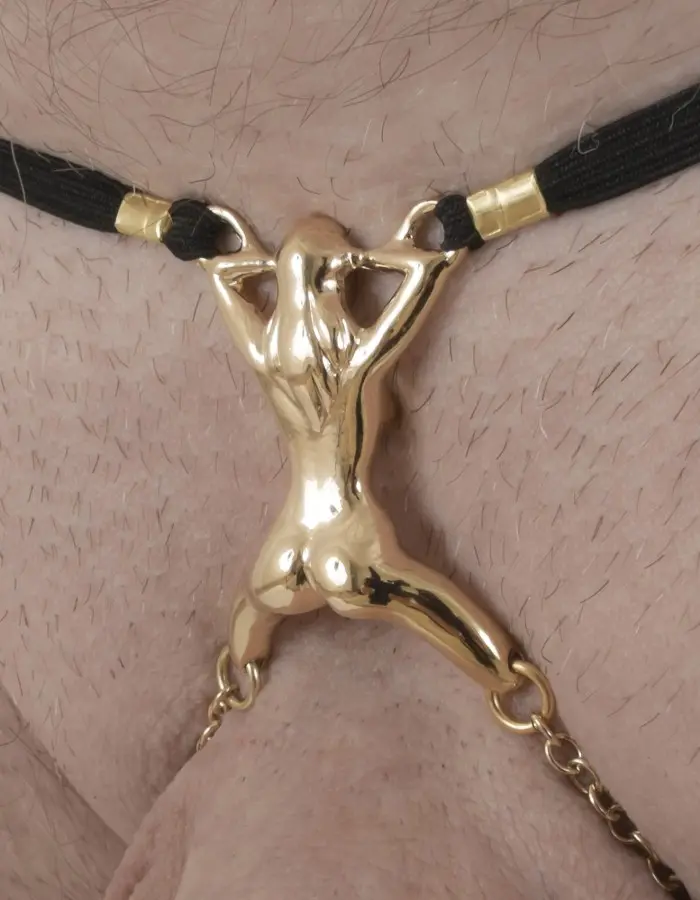 VIP - Men's Lady Luck Waistband & Penis Chain in Gold