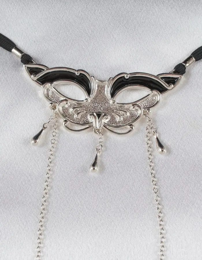 Venetian Cat Mask G-String in Sterling Silver