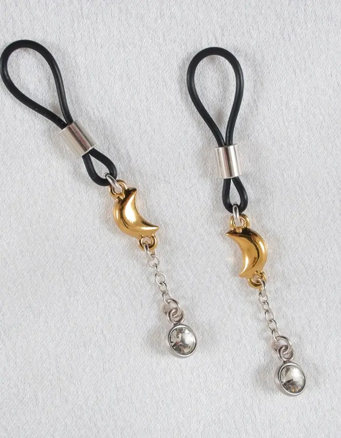Venus Rising - Gold Nipple Jewelry With Star and Moon Charms