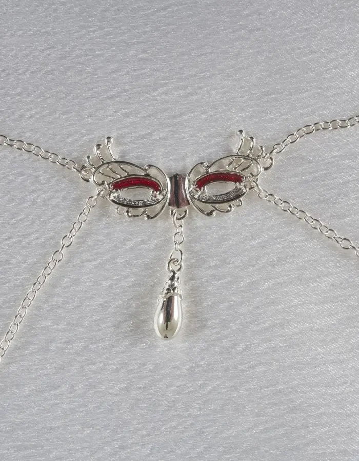 Veronica Franco - Venetian Love Mask Neck Breast Chain Non-Piercing Nipple Rings in Silver
