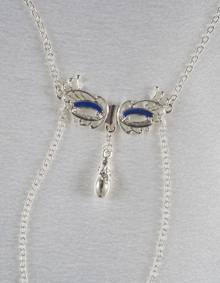 Veronica Franco - Venetian Love Mask Neck Breast Chain Non-Piercing Nipple Rings in Silver