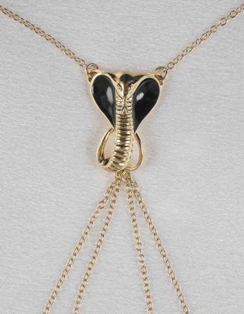 Wadjet - Gold Breast and Nipple Necklace with Cobra Charm