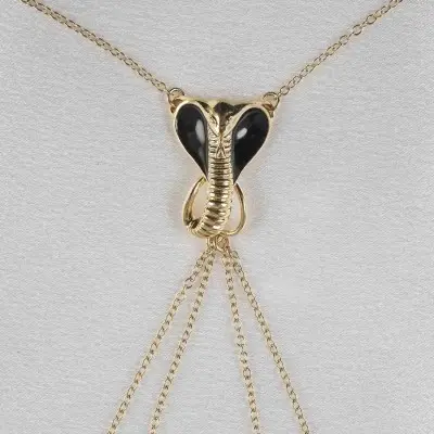 Wadjet - Gold Breast and Nipple Necklace with Cobra Charm
