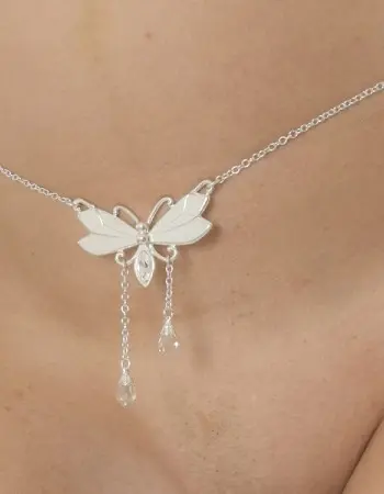 Waiting - Silver Butterfly Waist Chain With Crystals
