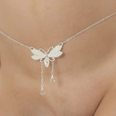 Waiting - Silver Butterfly Waist Chain With Crystals