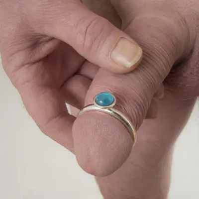 Wall Street - Men's Silver Penis Band with Jewel