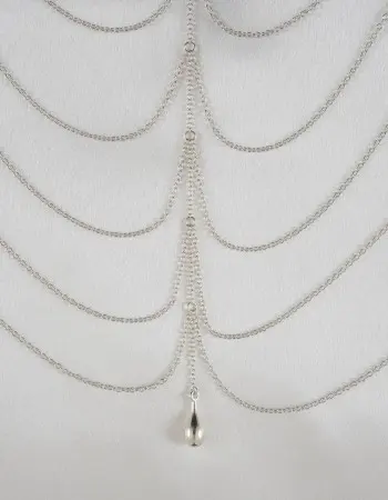 We Found Love - Women's Draping Silver Chains Breast Chain with Pendant